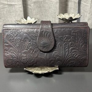 Embossed Floral Leather Wallet